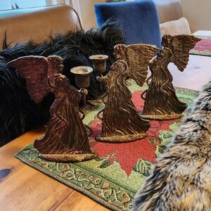 Vintage Godinger Angel Candle Stick Silver Plated 1993 Lot of 3 Christmas Decor